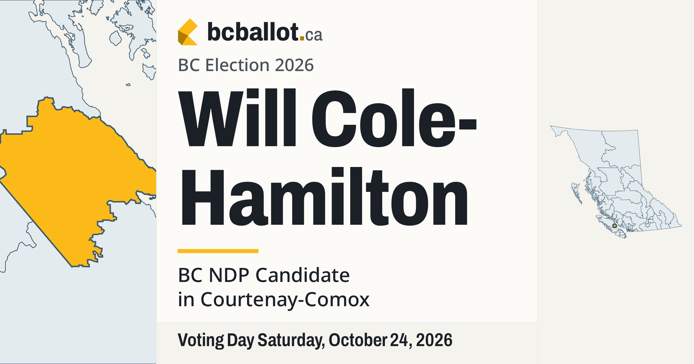 Will Cole-Hamilton: BC NDP candidate in Courtenay-Comox