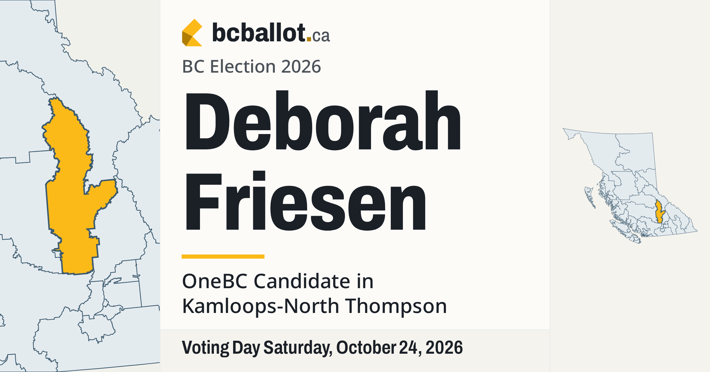 Deborah Friesen: OneBC candidate in Kamloops-North Thompson