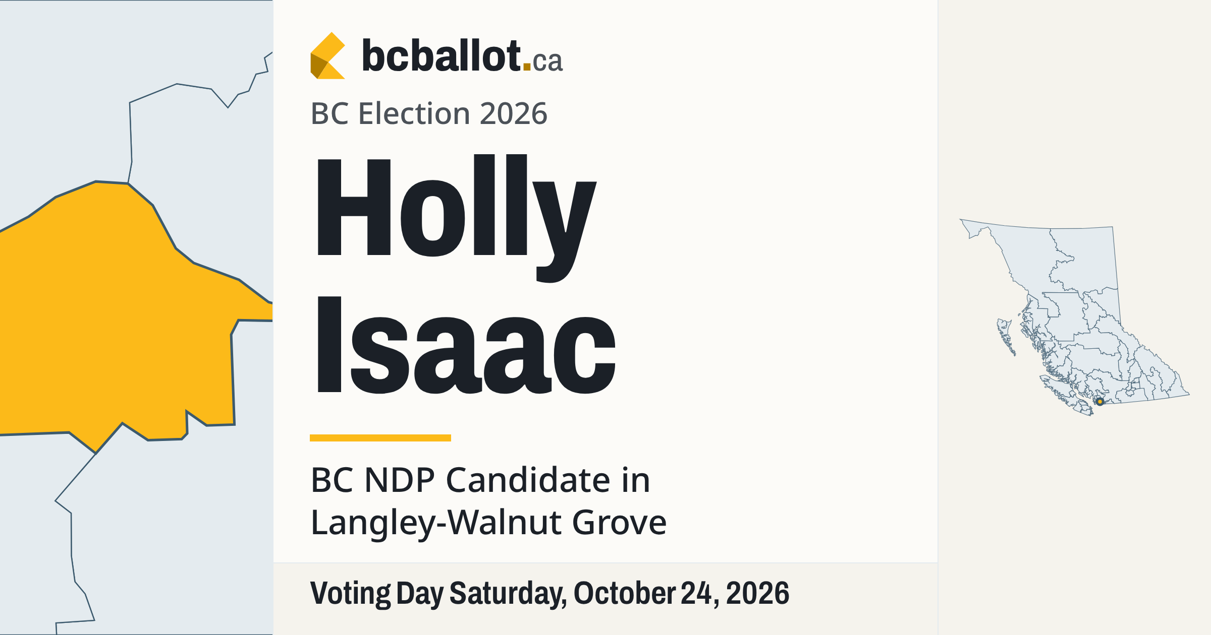 Holly Isaac: BC NDP candidate in Langley-Walnut Grove