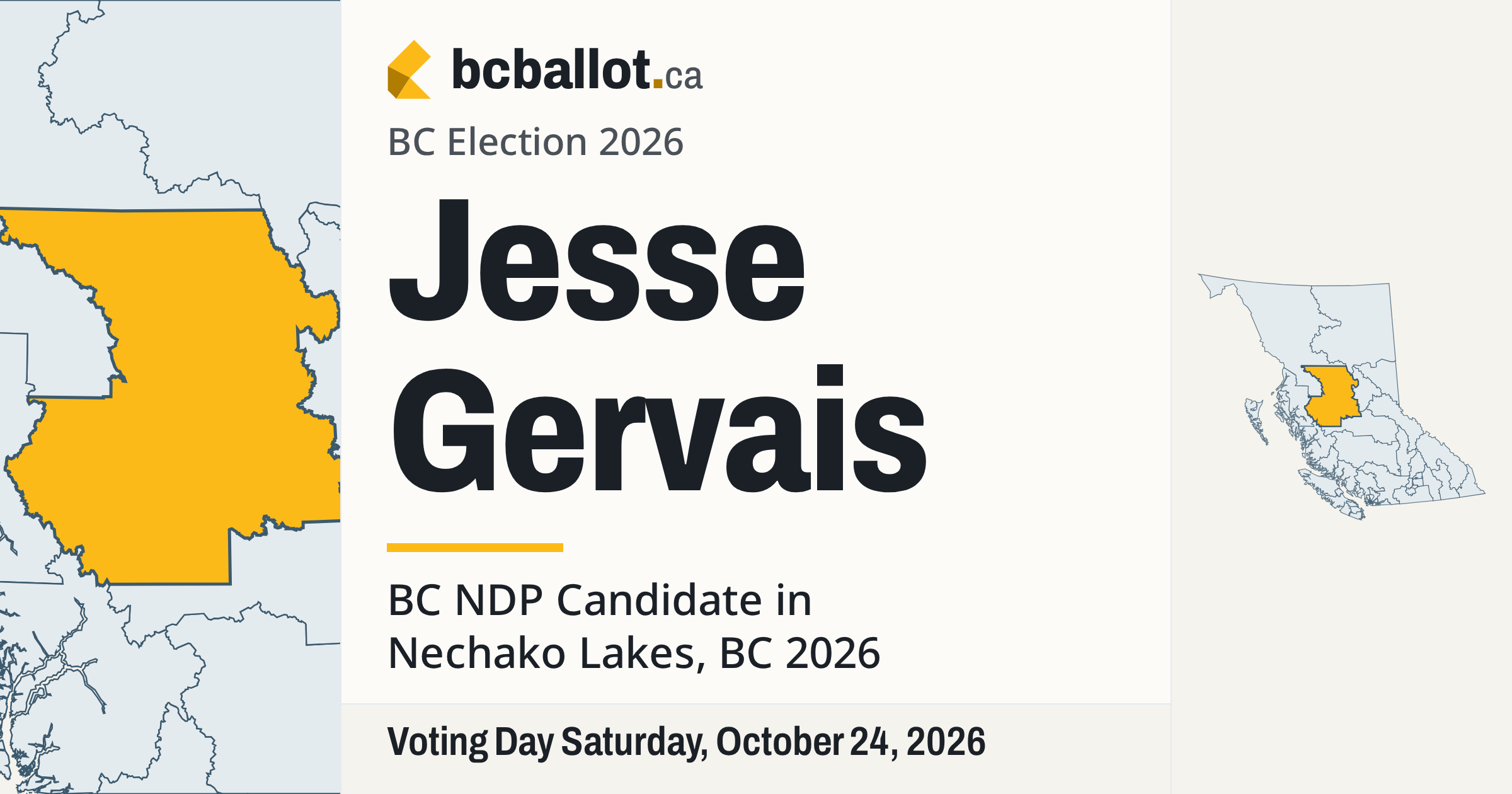 Jesse Gervais: BC NDP candidate in Nechako Lakes, BC 2026