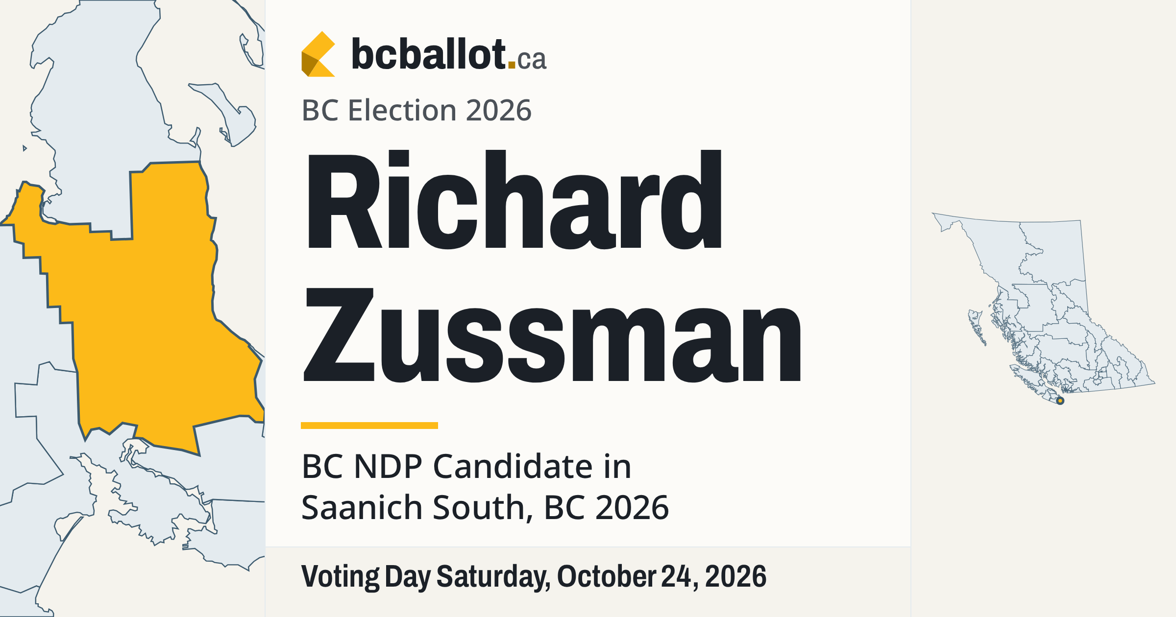 Richard Zussman: BC NDP candidate in Saanich South, BC 2026