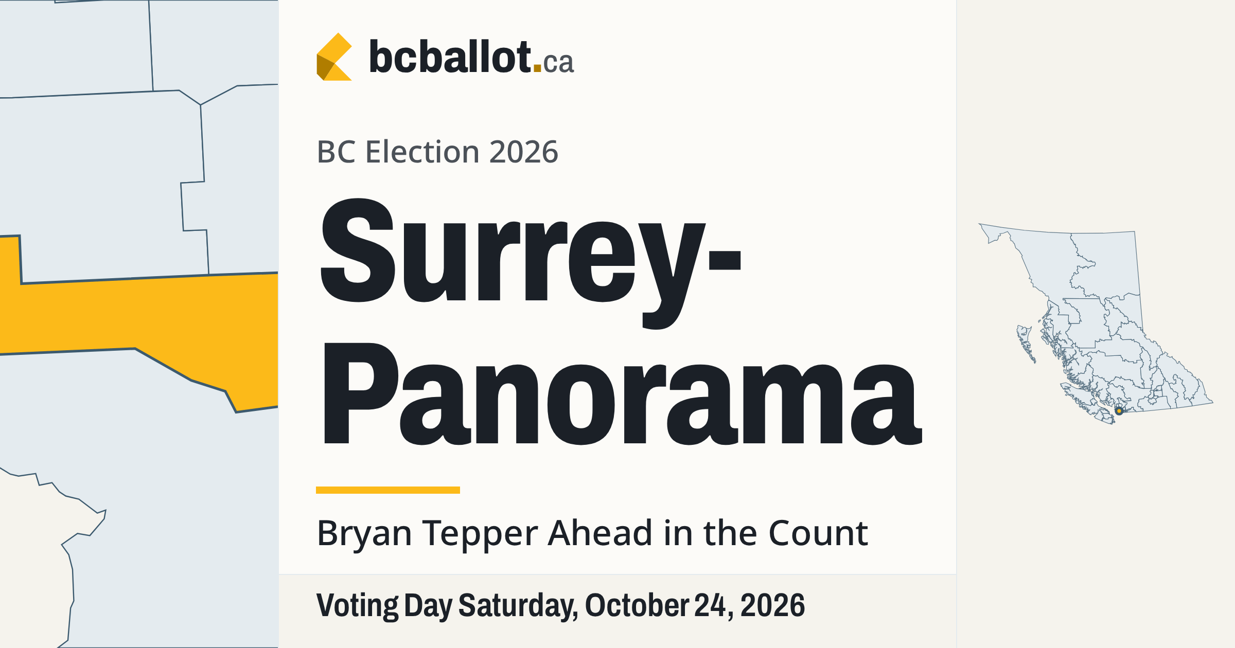 Surrey-Panorama election results 2026: Candidates and count