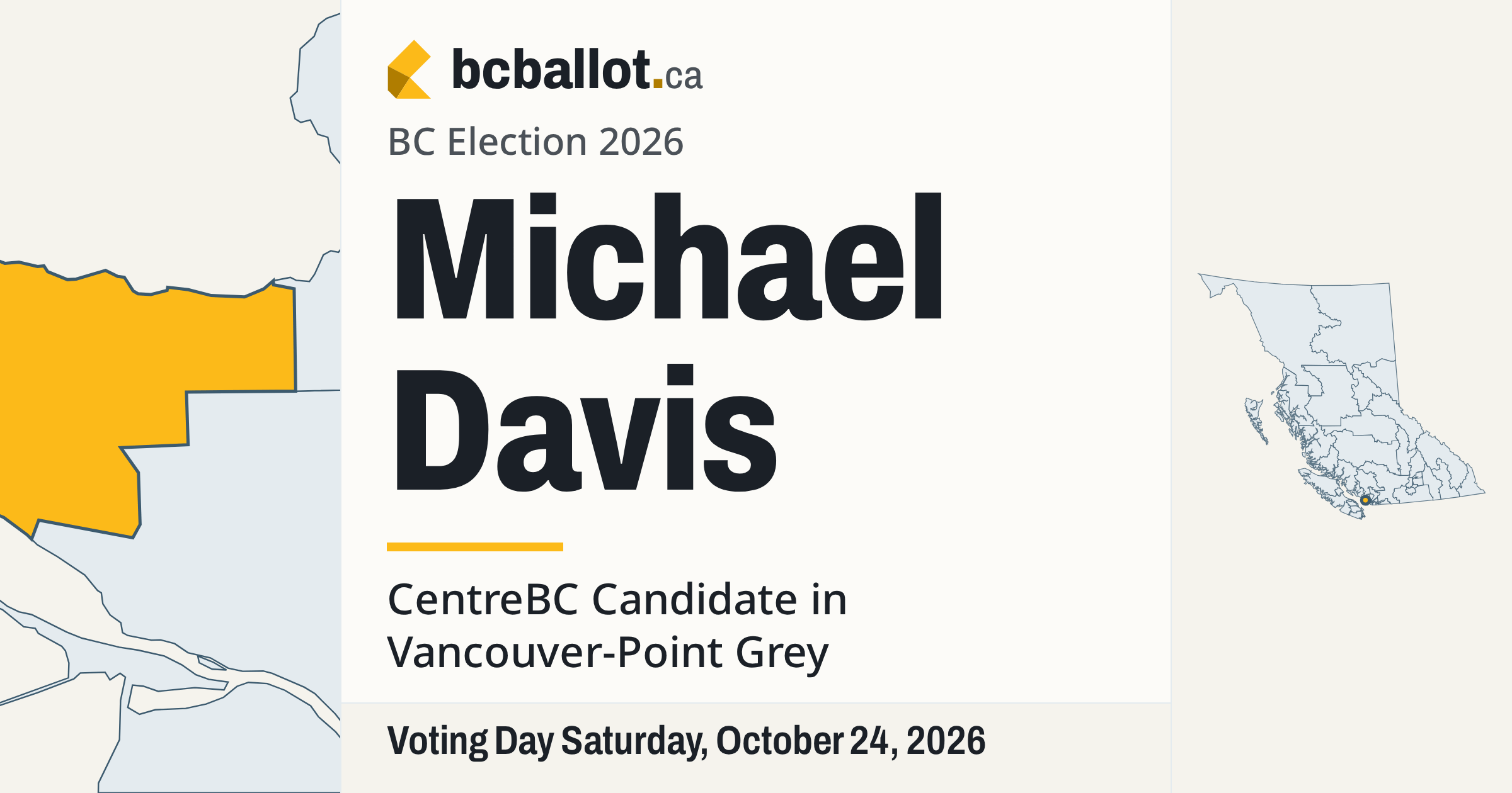 Michael Davis: CentreBC candidate in Vancouver-Point Grey