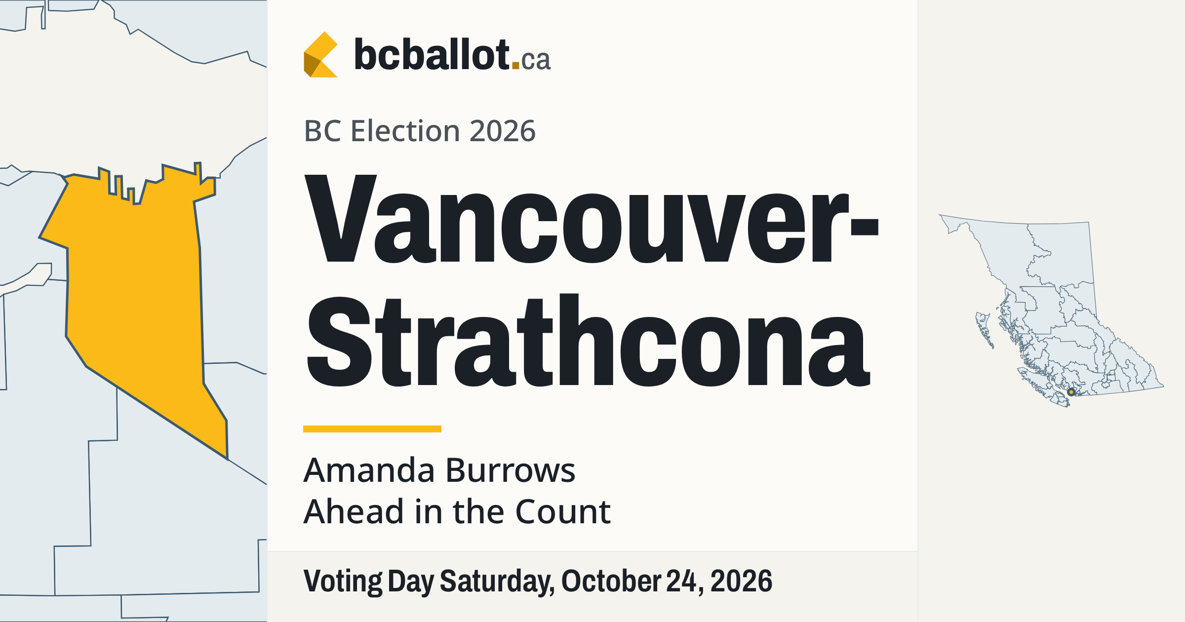 Vancouver-Strathcona election results 2026: BC election